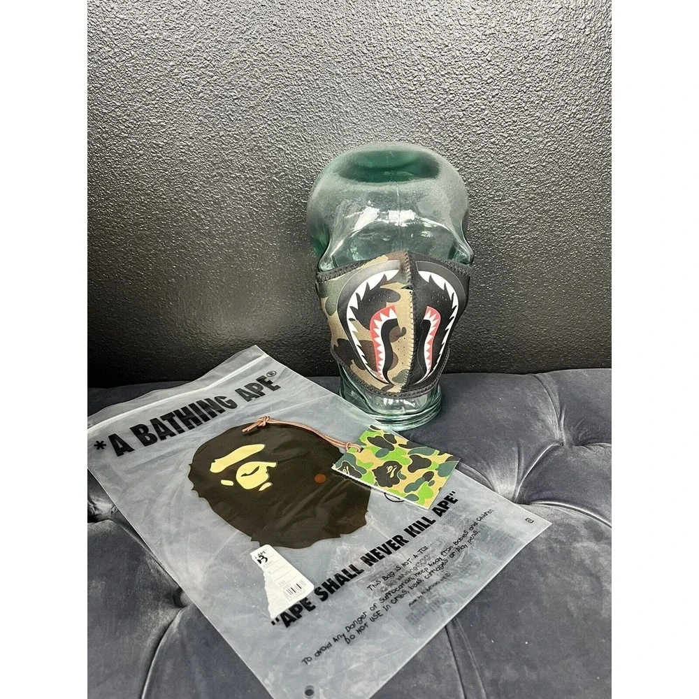 A Bathing Ape BAPE Black Camo Face Mask Half Camo Half Black New In Package